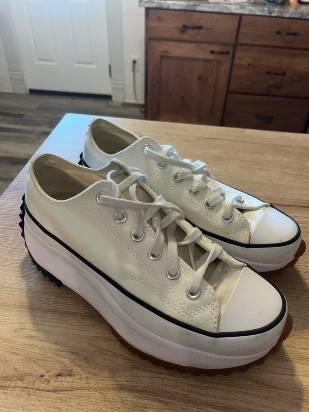 Converse White Platform Lace-Up Sneakers